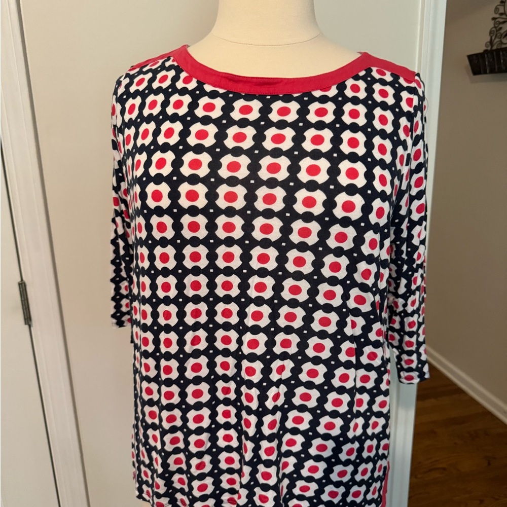 Talbots. Size 2X. Rayon/tencel blend. Red/white